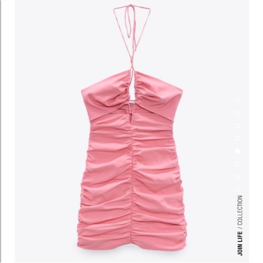 Zara Pink Ruched Halter Dress